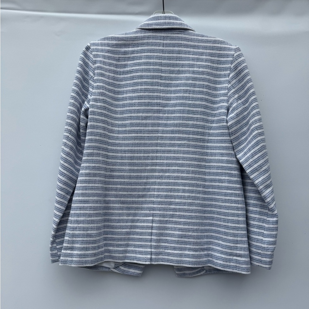 J. Jill Classic Blue and White Striped Double Breasted Blazer Size petite XS - Picture 4 of 14
